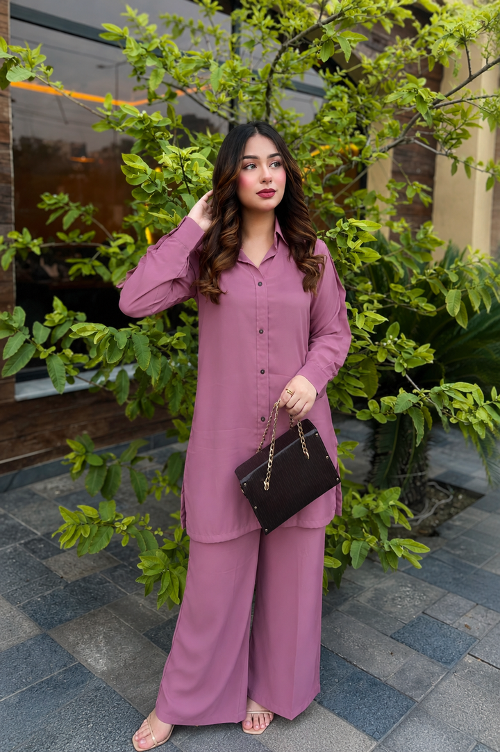 Blush Pink Button-Down Co Ord Set