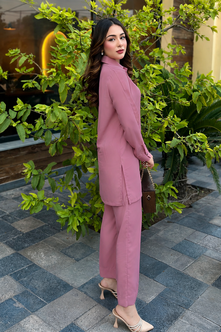 Blush Pink Button-Down Co Ord Set
