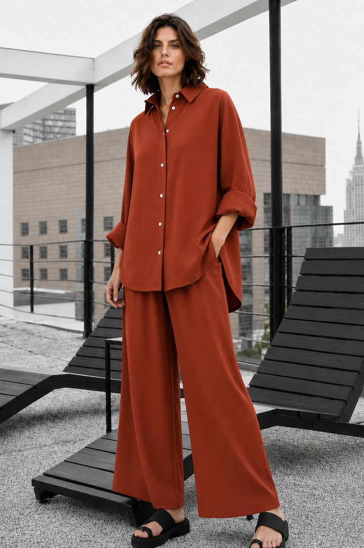 Rust Buttoned Co Ord Set