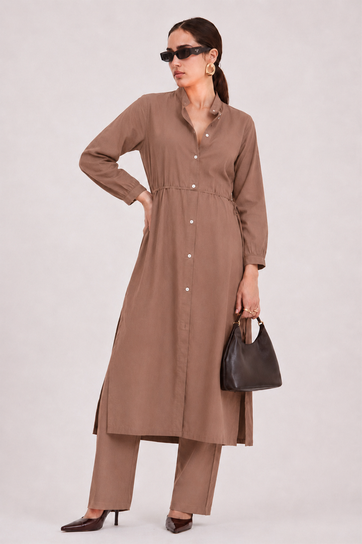 Mocha Linen Flow Co-Ord Set