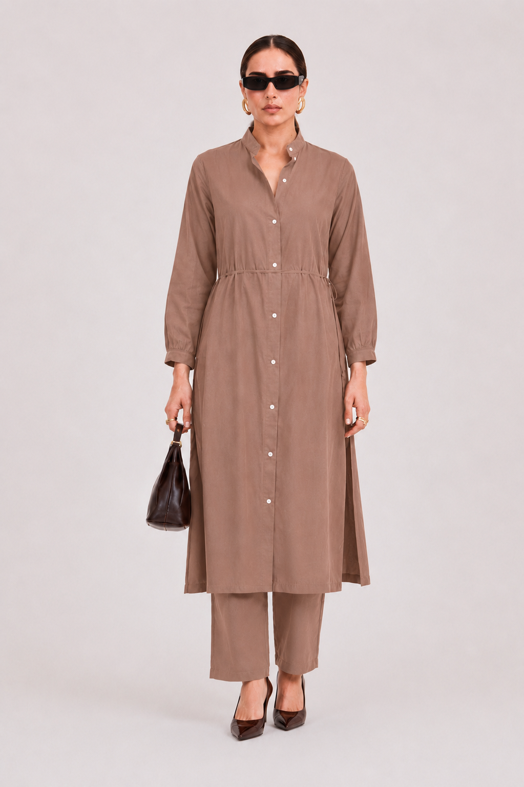 Mocha Linen Flow Co-Ord Set
