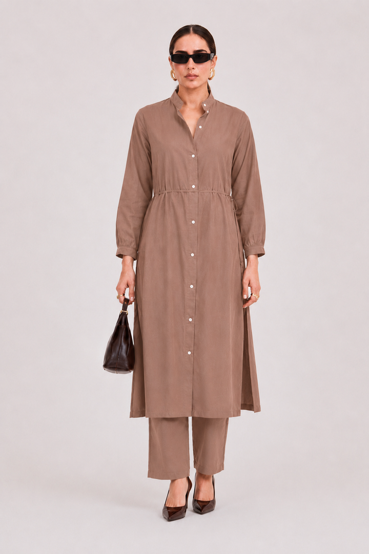 Mocha Linen Flow Co-Ord Set