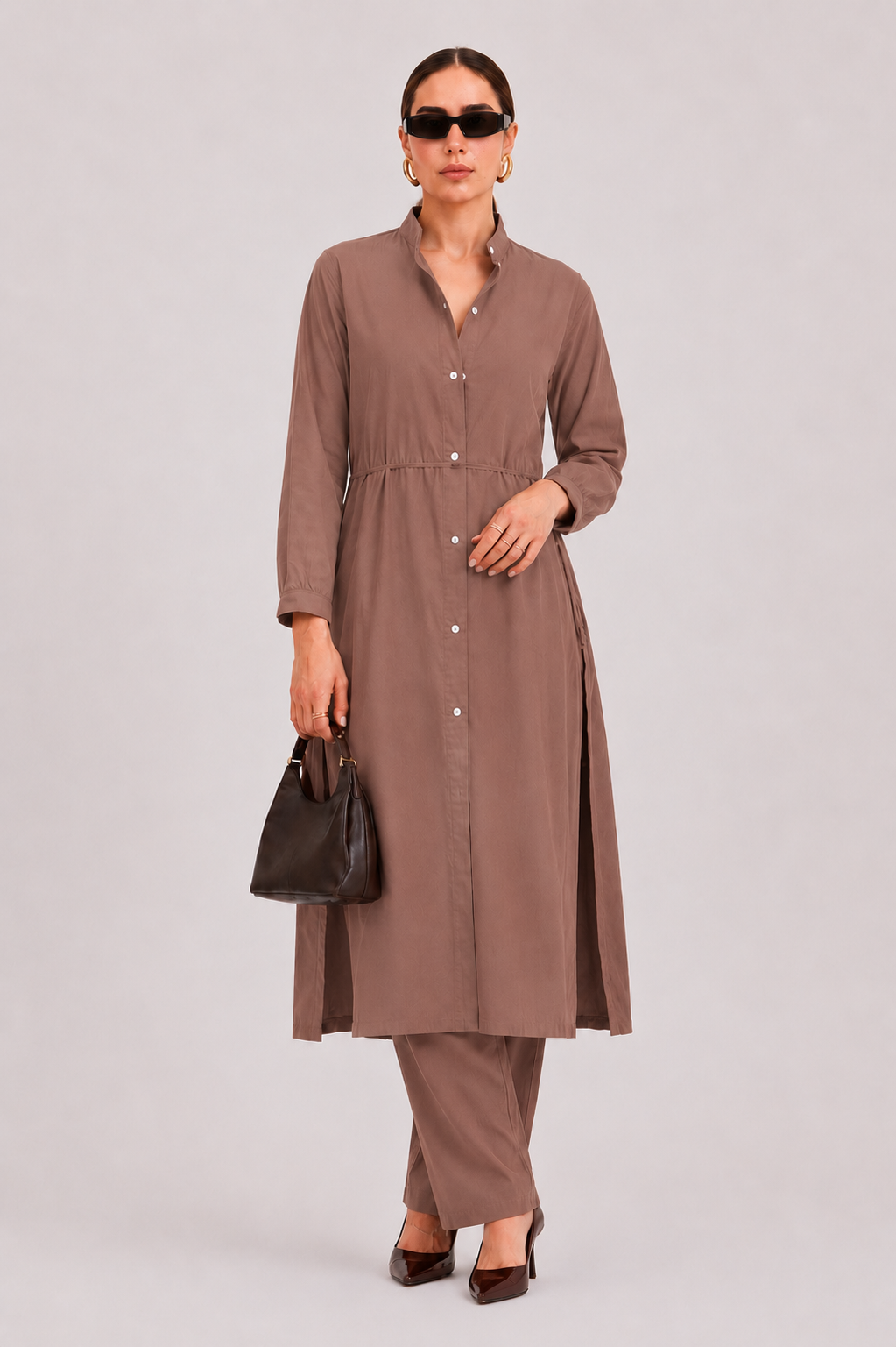 Mocha Linen Flow Co-Ord Set