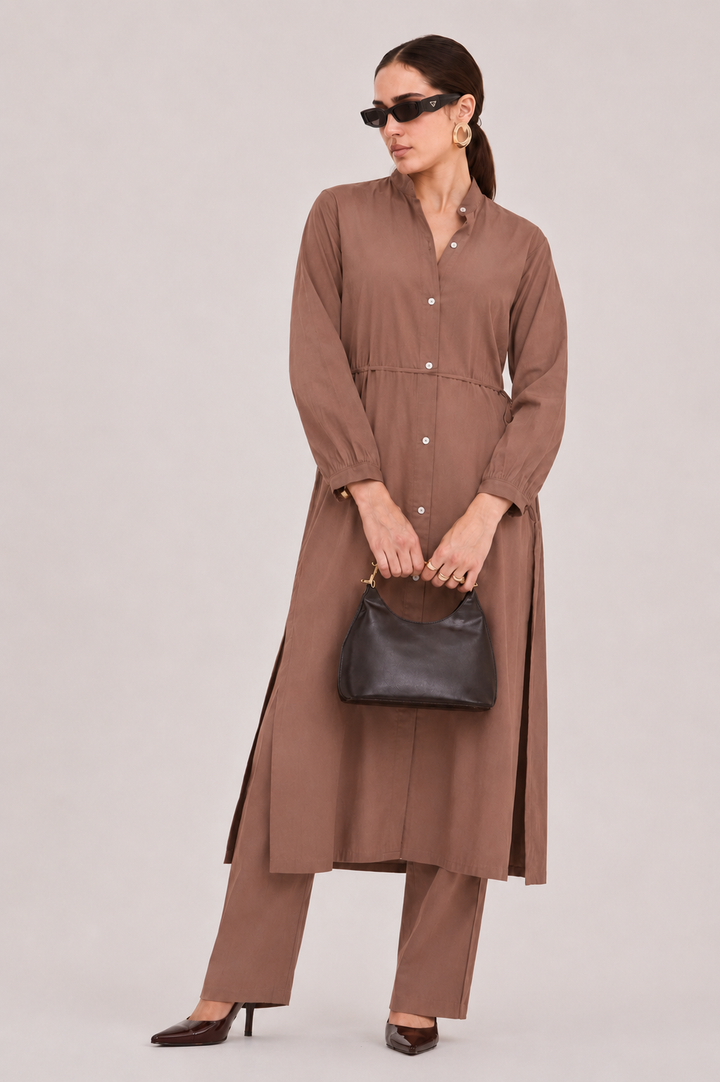 Mocha Linen Flow Co-Ord Set