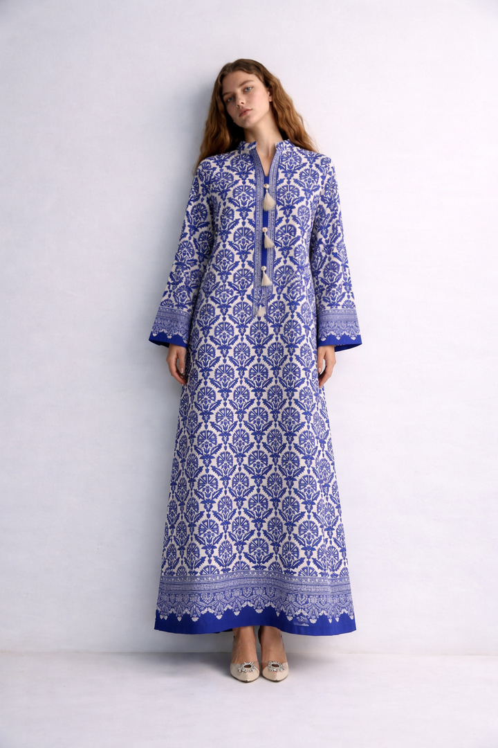 Ivory Blue Kaftan