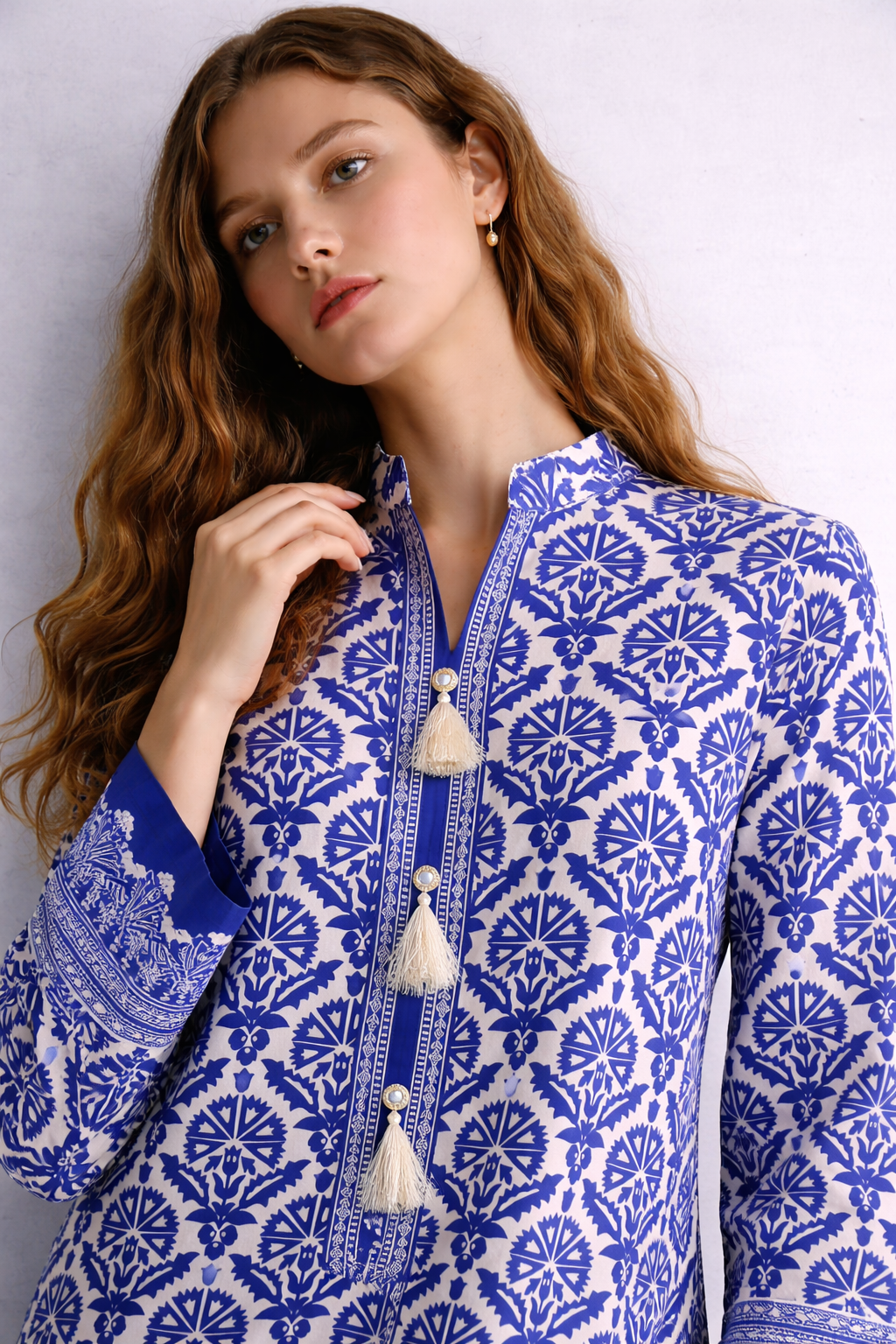 Ivory Blue Kaftan