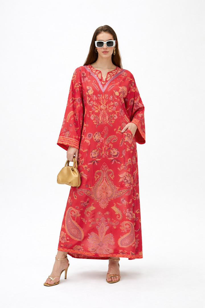 Scarlet Bloom Kaftan
