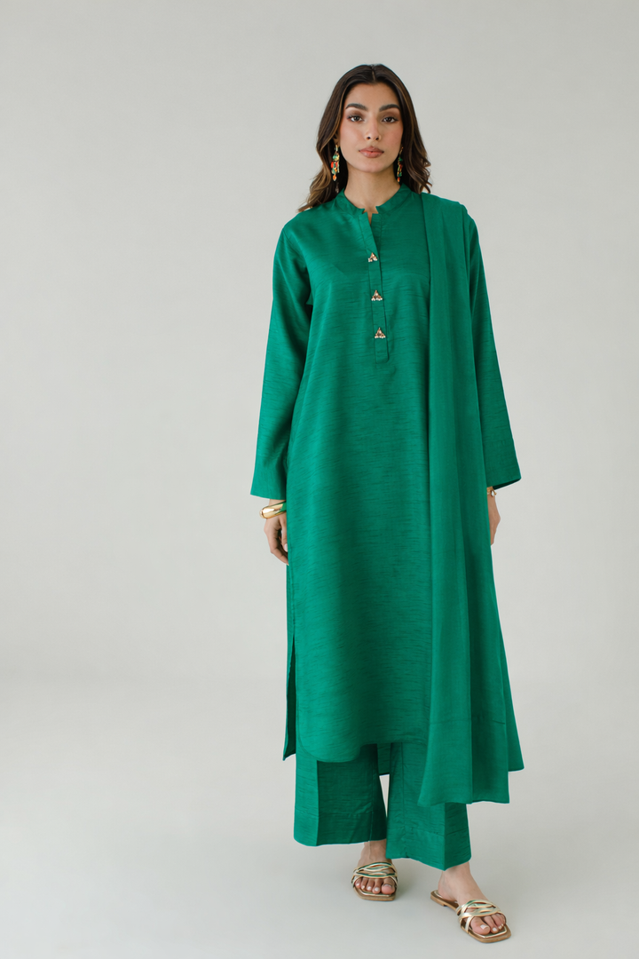 Emerald Green Korean Silk 3-Piece Set