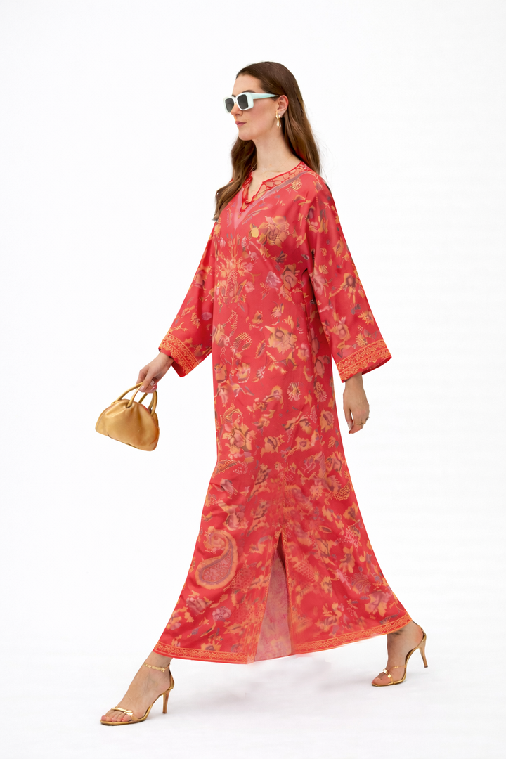 Scarlet Bloom Kaftan
