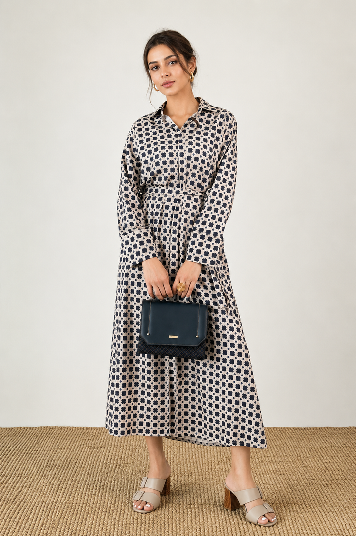 Monochrome Grid Dress