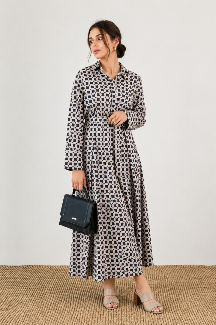 Monochrome Grid Dress