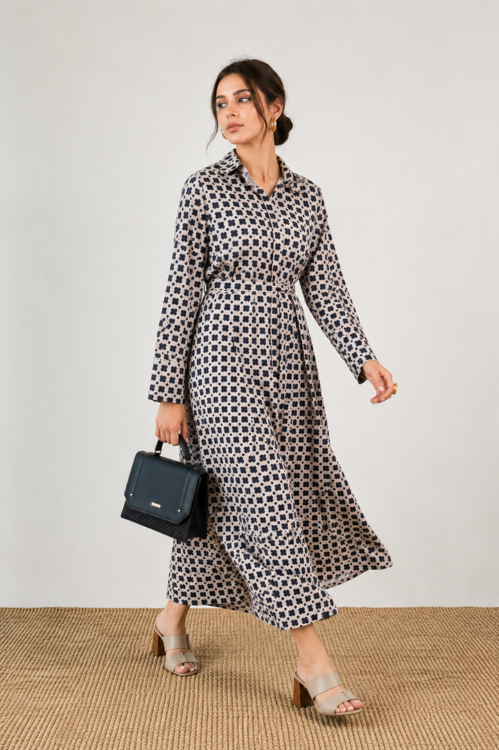 Monochrome Grid Dress