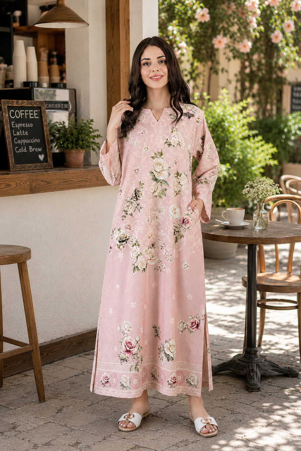 Floral Blush Kaftan - 01