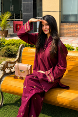 Maroon Embroidered 2 - Piece Set