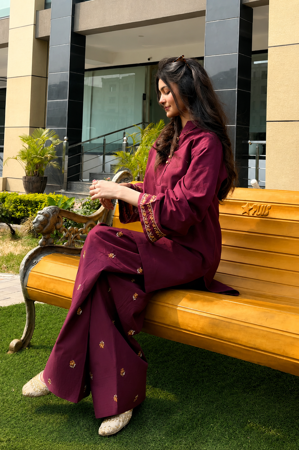 Maroon Embroidered 2 - Piece Set
