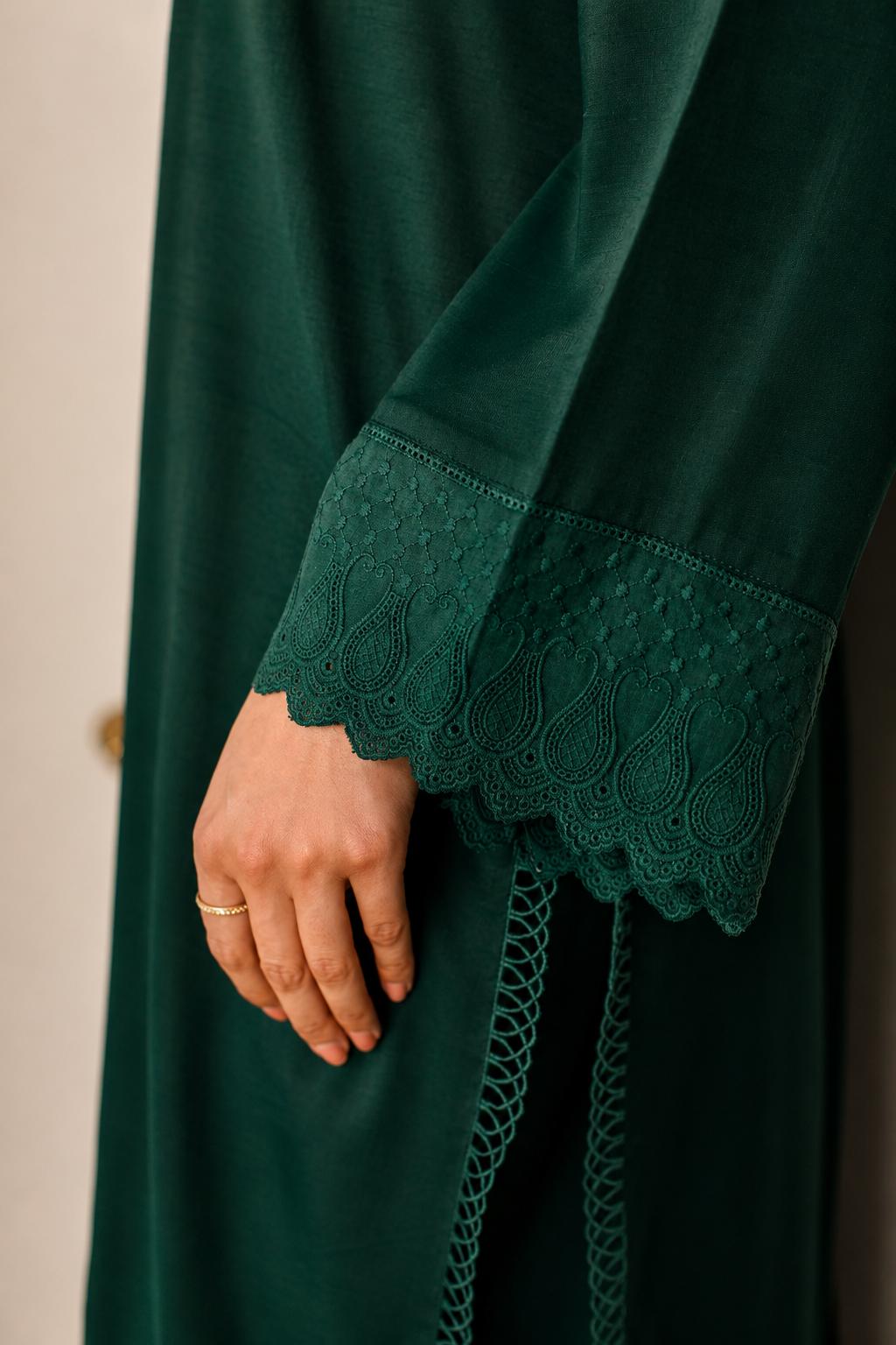 Bottle Green Dull Raw Silk 2 -Piece Set