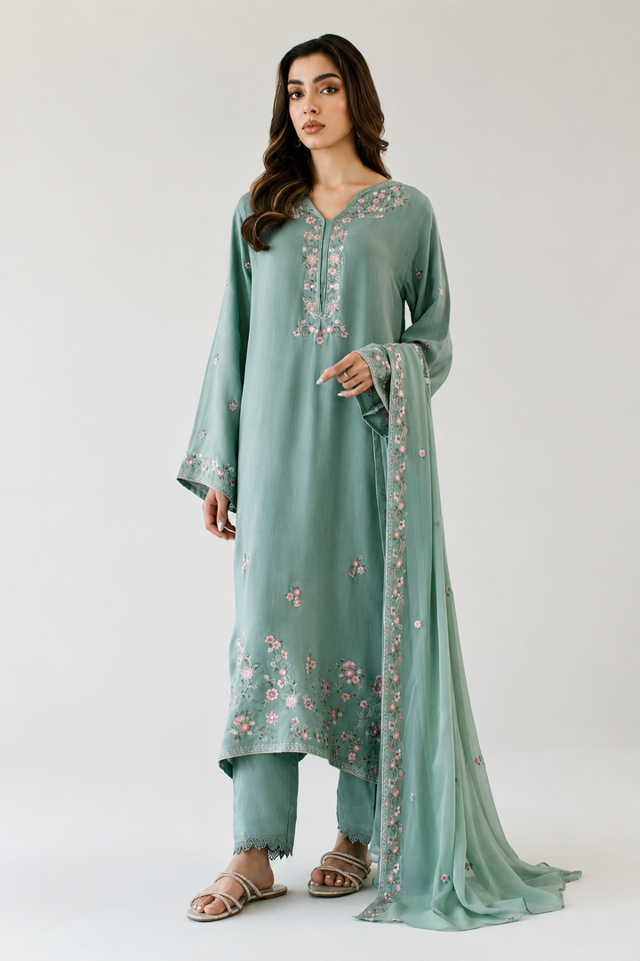 Mint Embroidered 3-Piece Set