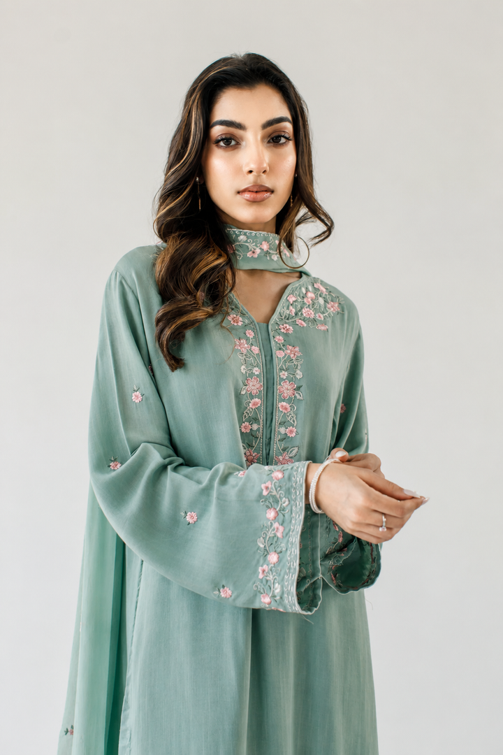 Mint Embroidered 3-Piece Set