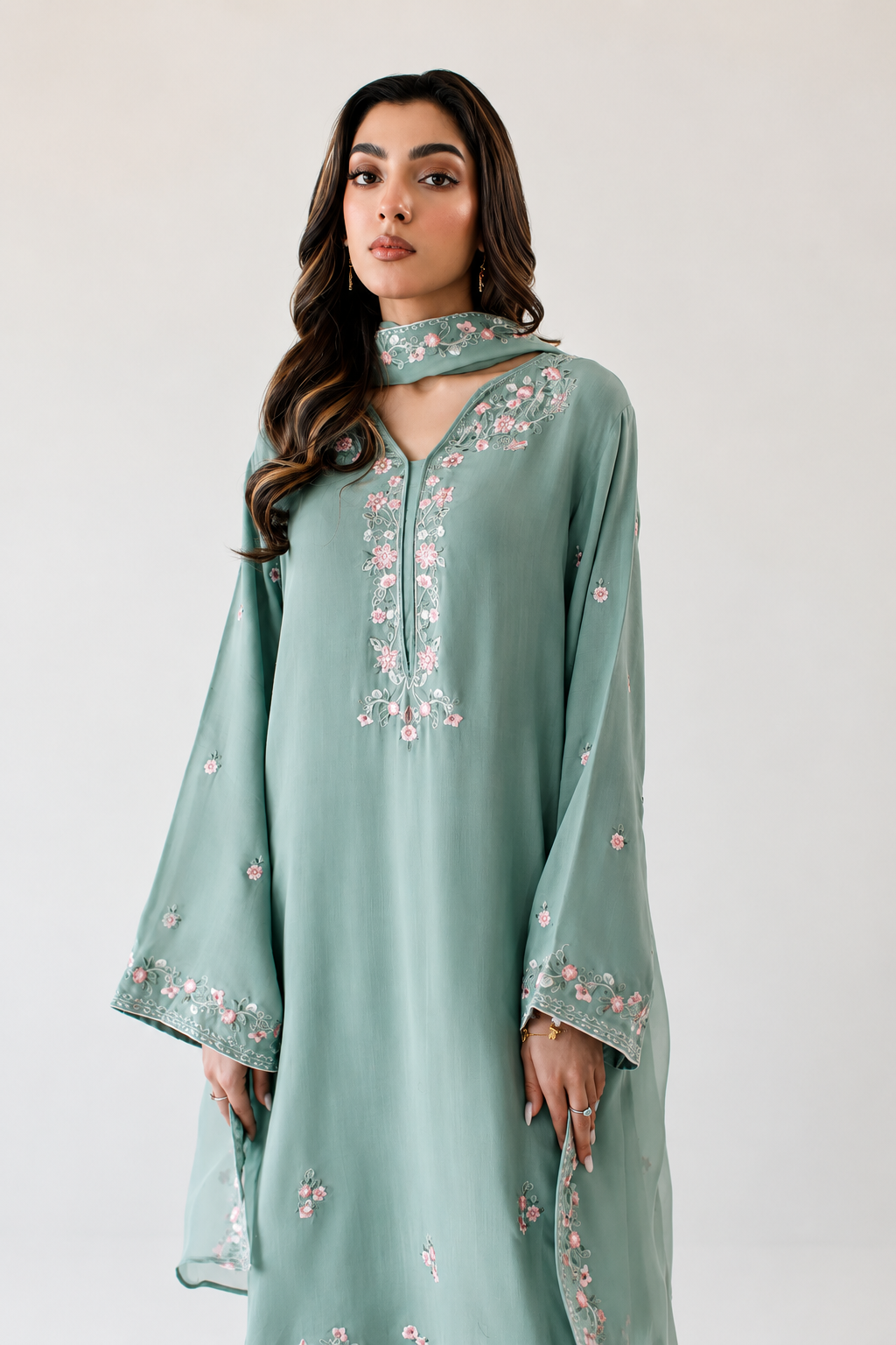 Mint Embroidered 3-Piece Set