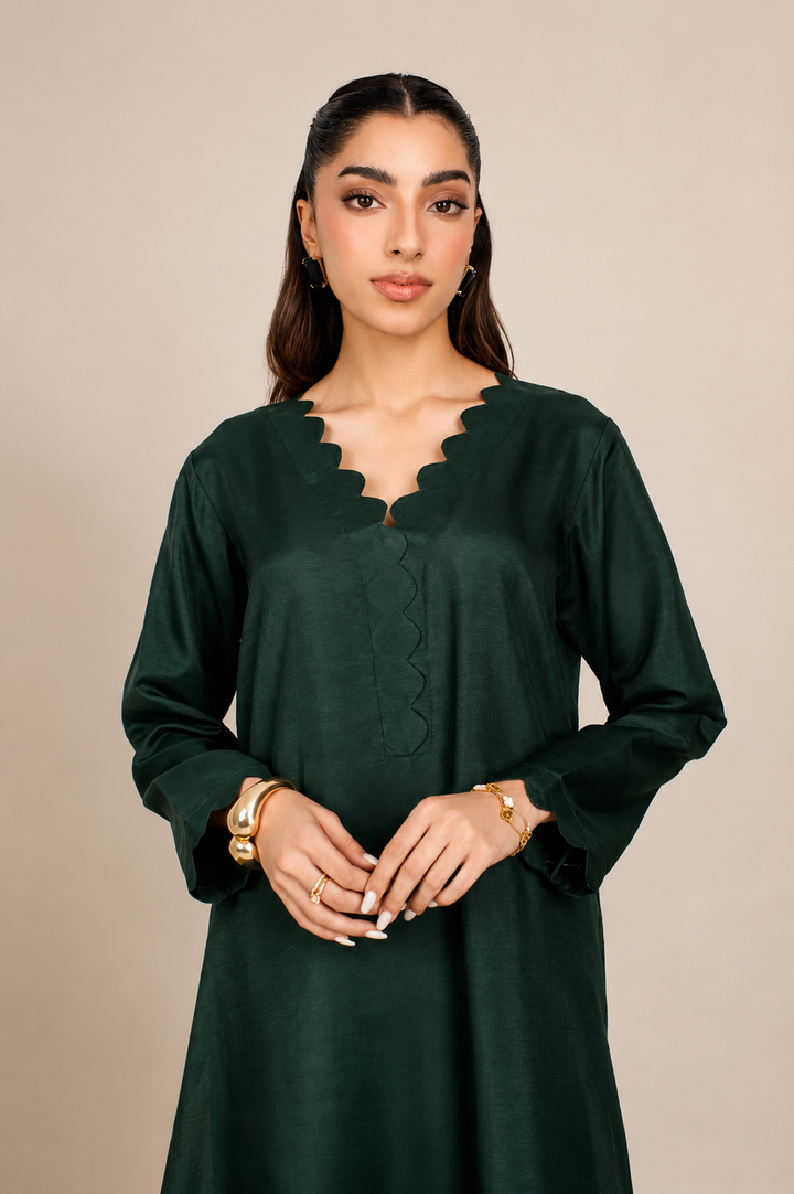 Forest Green Korean Silk 3-Piece Set