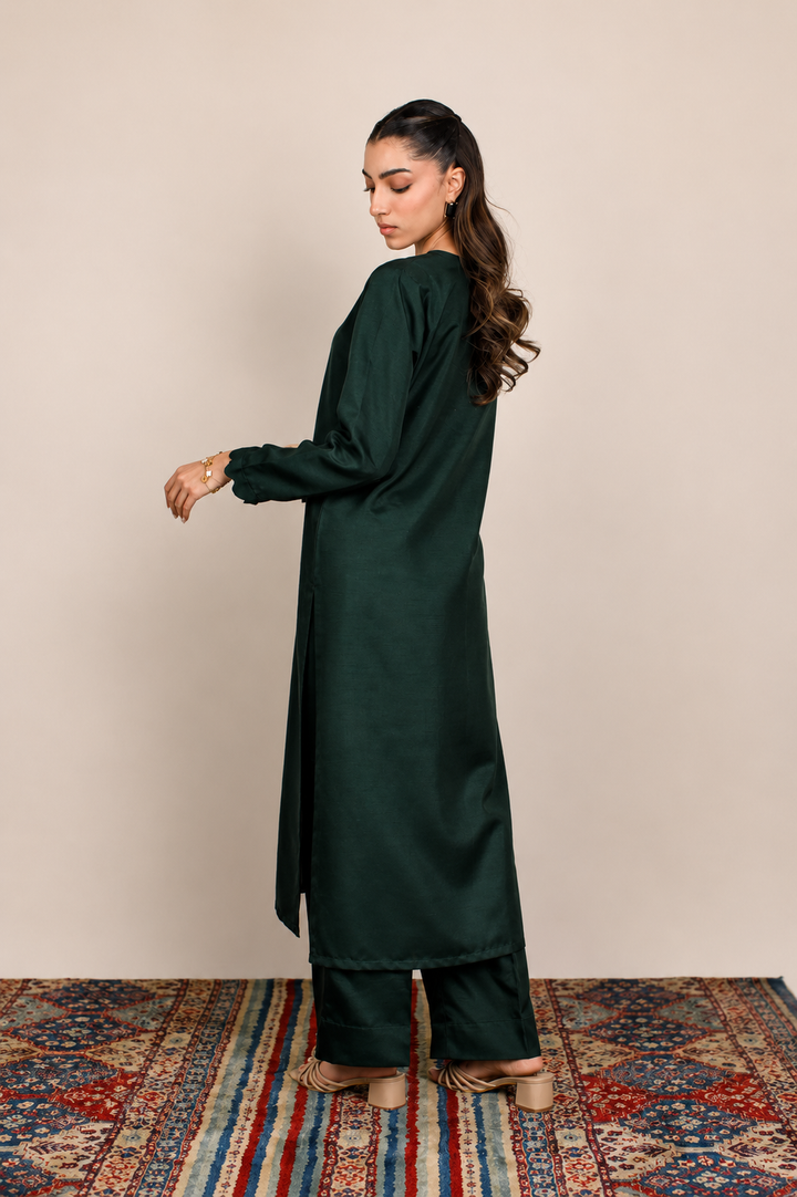 Forest Green Korean Silk 3-Piece Set