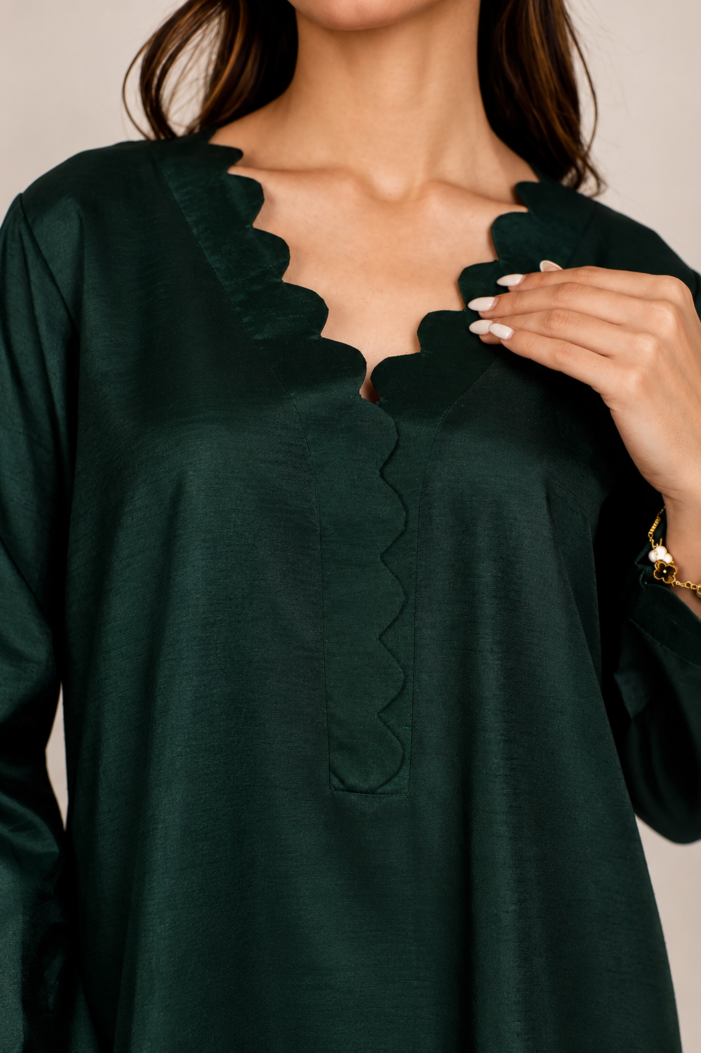 Forest Green Korean Silk 3-Piece Set