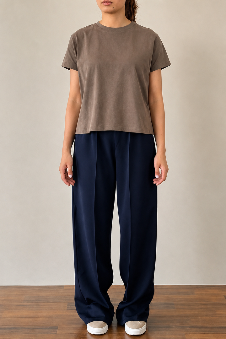 NAVY BLUE WIDE LEG FLOW TROUSERS