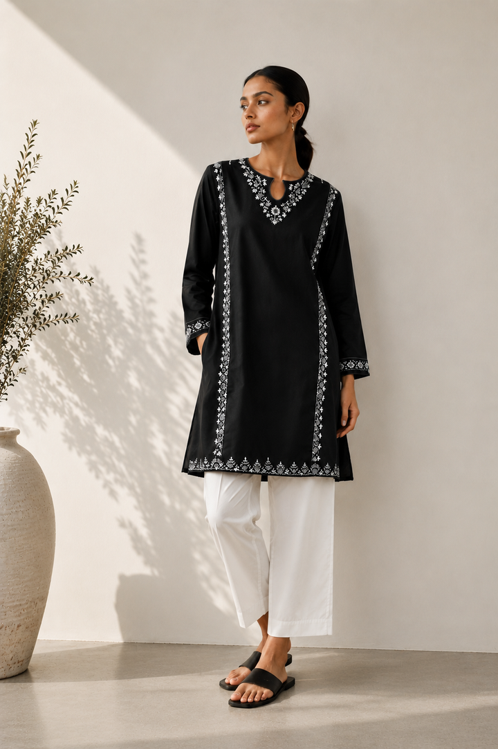 Black Embroidered  2 - Piece Set