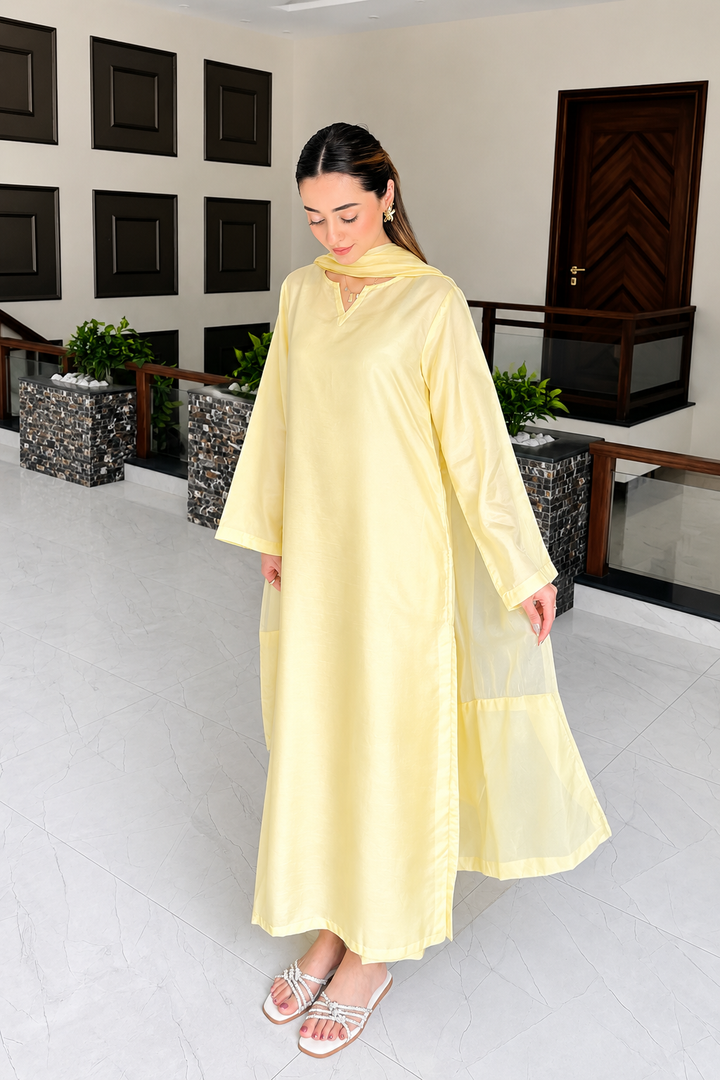 Butter Yellow Korean Silk 3-Piece Set