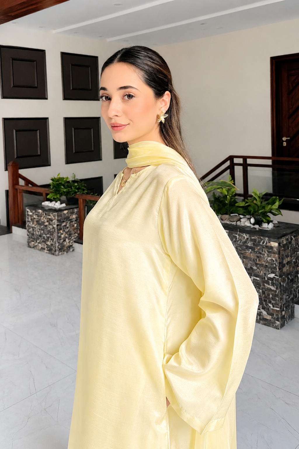Butter Yellow Korean Silk 3-Piece Set