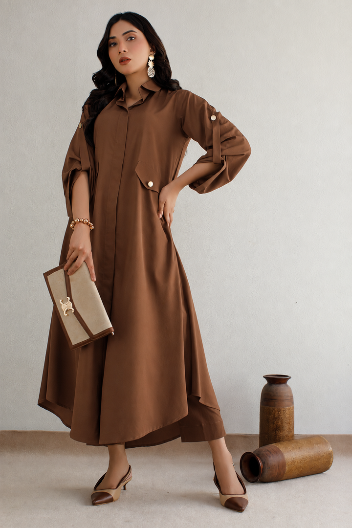 Solid Brown Dress - 001