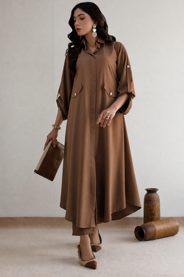 Solid Brown Dress - 001