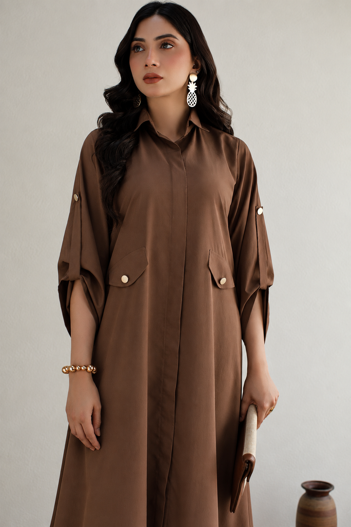 Solid Brown Dress - 001
