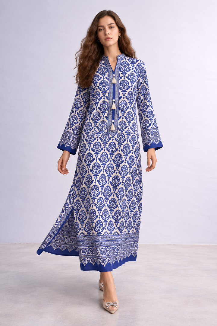 Ivory Blue Kaftan