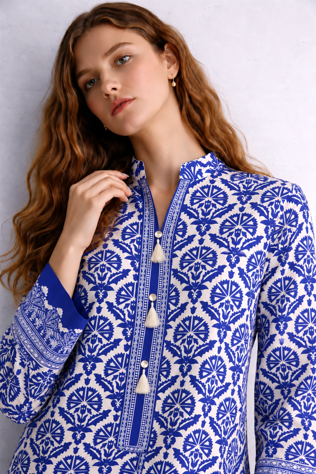 Ivory Blue Kaftan