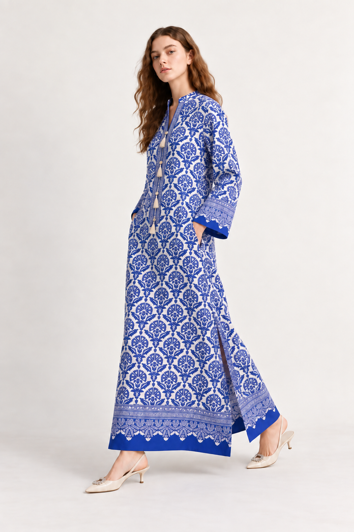 Ivory Blue Kaftan