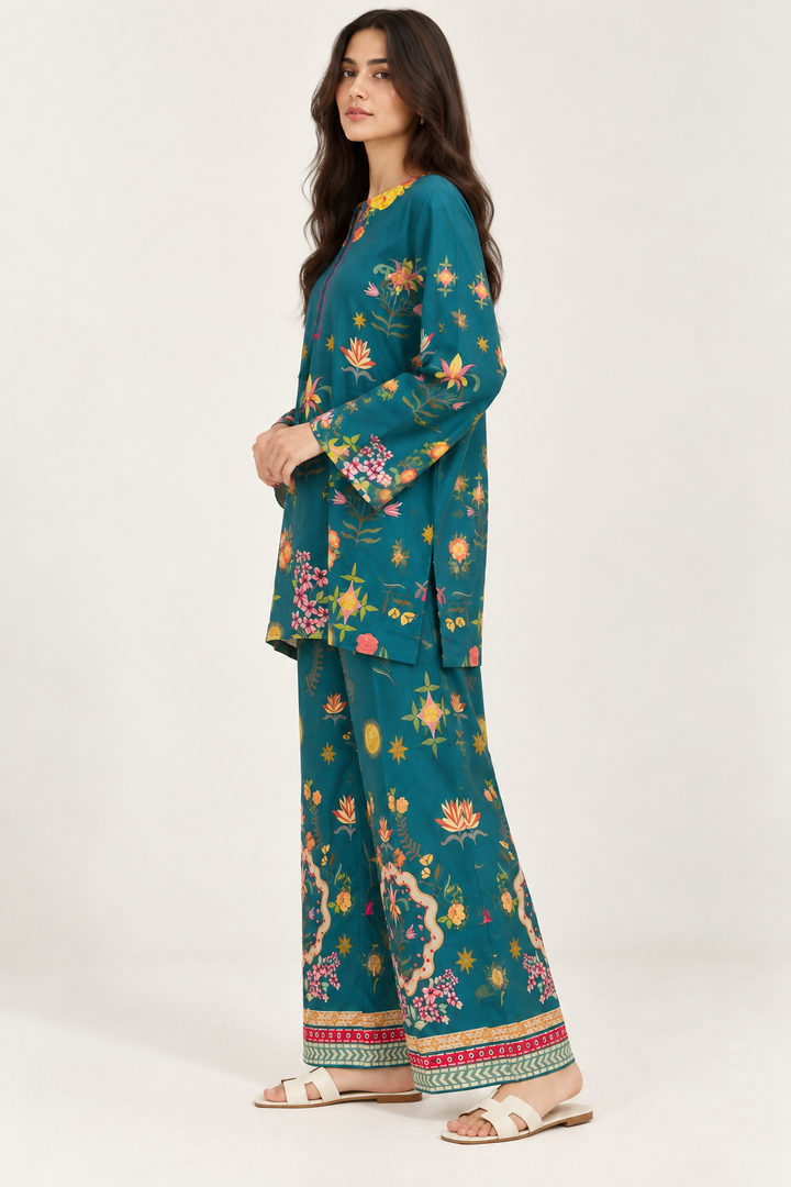 Emerald Teal Blossom Co Ord