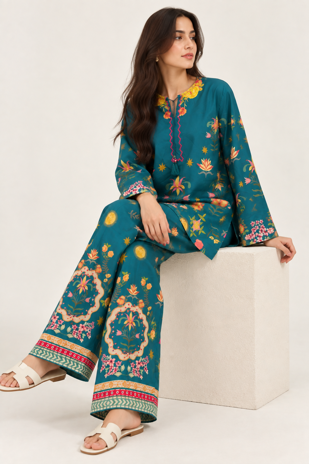 Emerald Teal Blossom Co Ord
