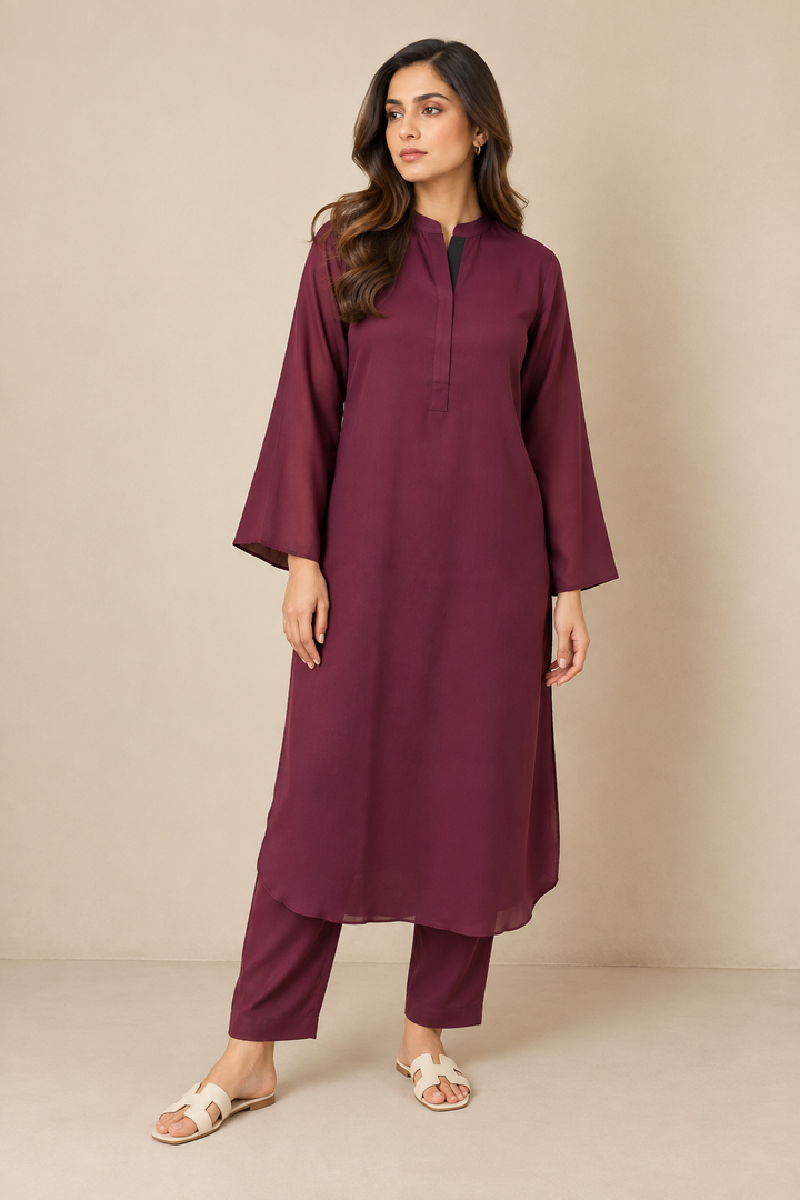 Deep Burgundy Georgette Set