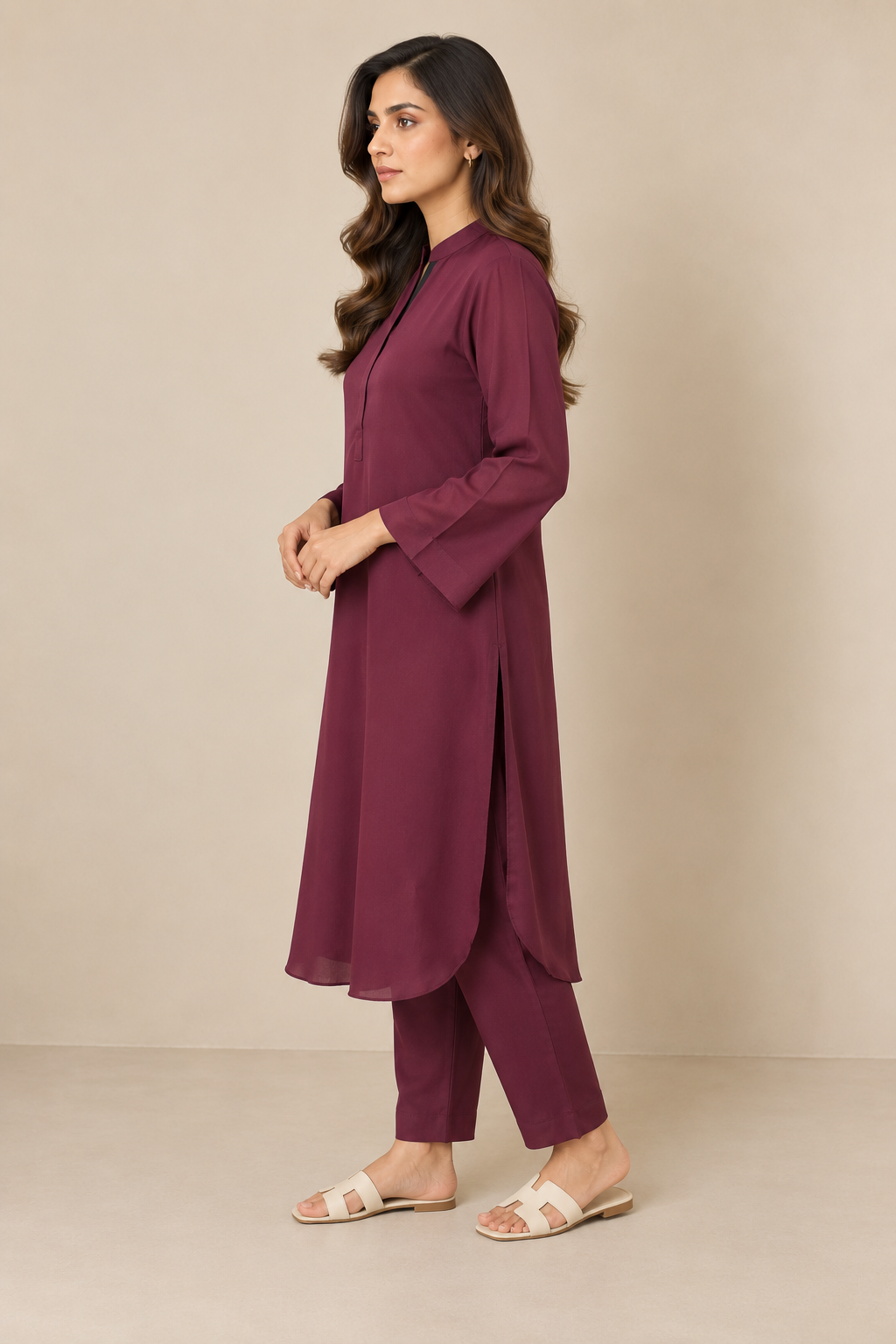 Deep Burgundy Georgette Set
