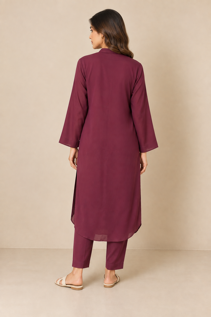 Deep Burgundy Georgette Set