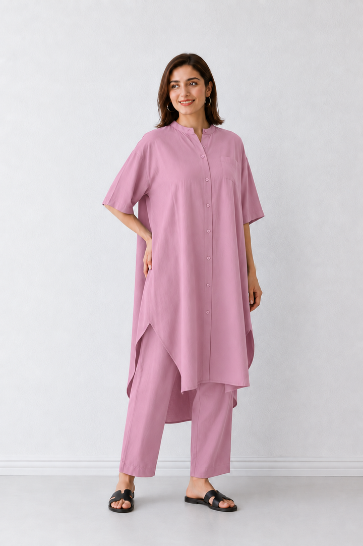 Tea Pink High Low Co Ord set