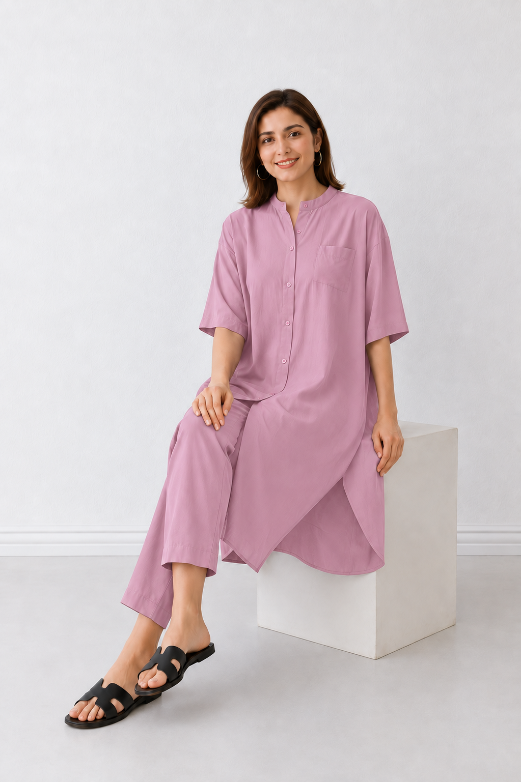 Tea Pink High Low Co Ord set