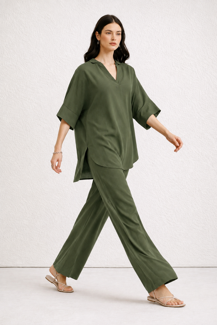 Dark Olive Co Ord Set
