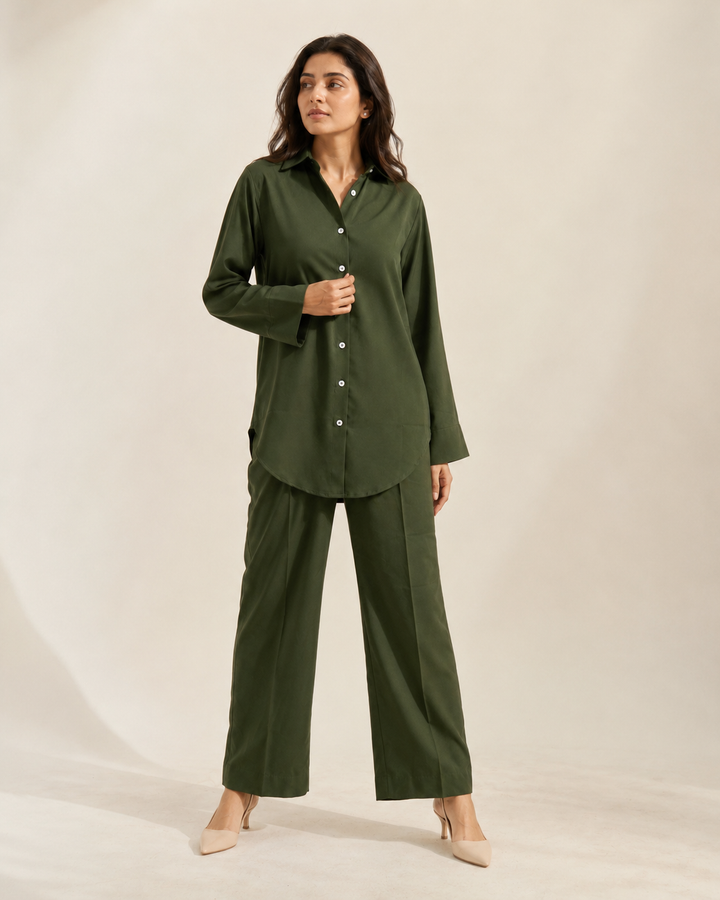 Forest Green Buttoned Co Ord Set
