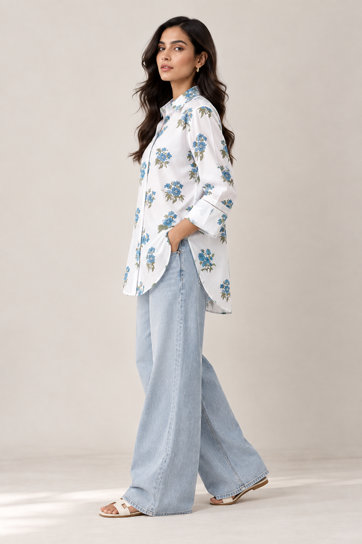 Blue Blossom Printed Top