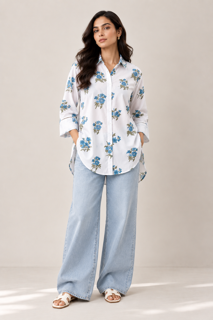 Blue Blossom Printed Top