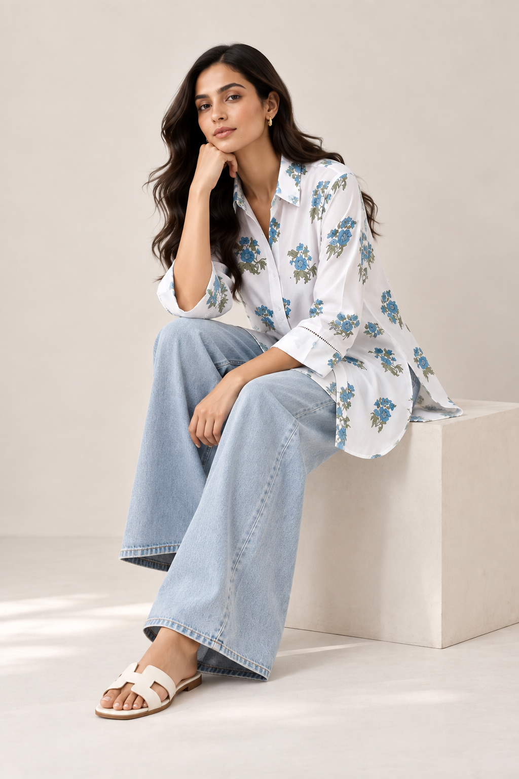 Blue Blossom Printed Top