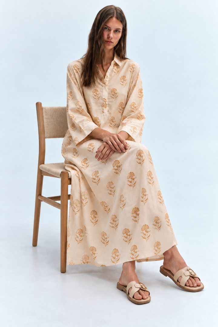 Long Floral Shirt Dress