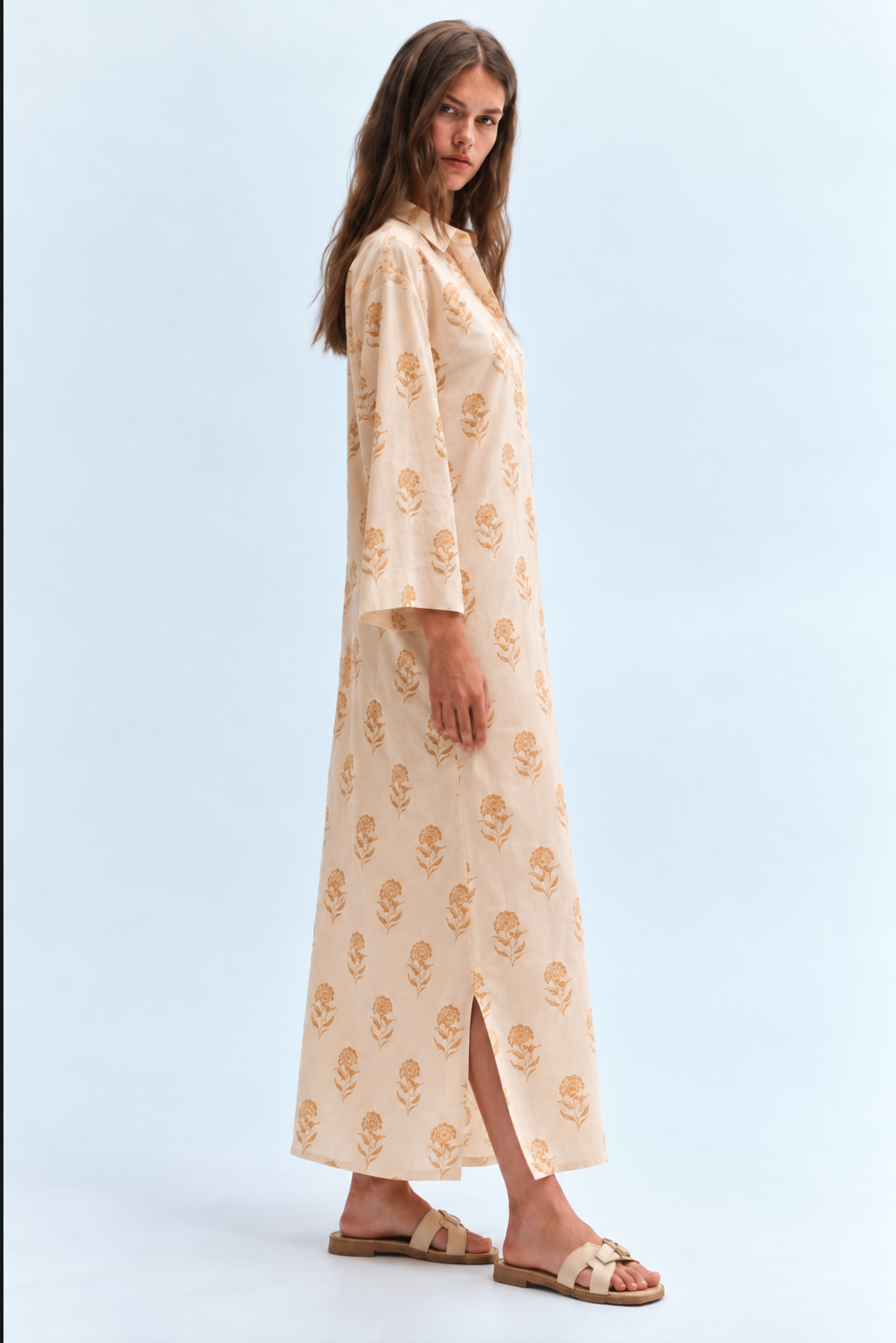 Long Floral Shirt Dress